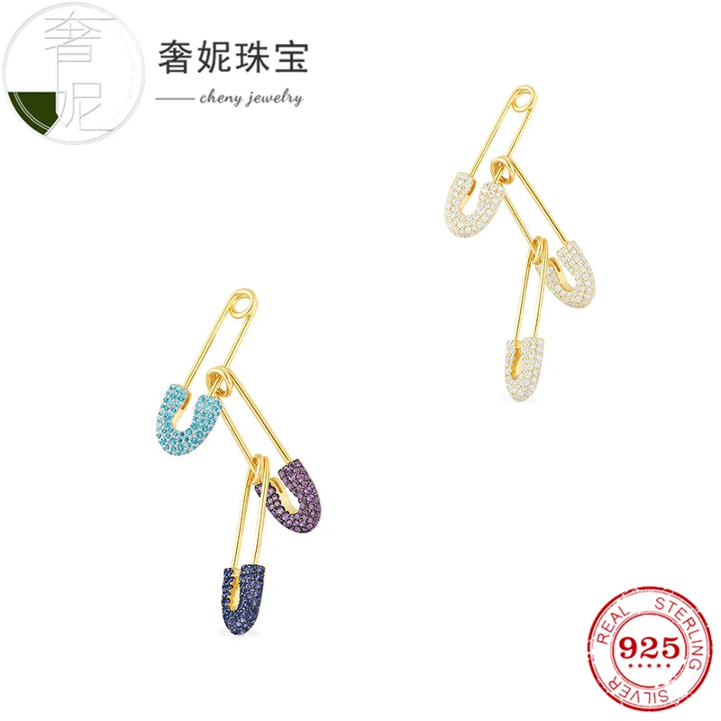 

cheny fit s925 sterling silver pin series trendy earrings bohemia style sweet ear clips luxury design fashion jewelry for womens