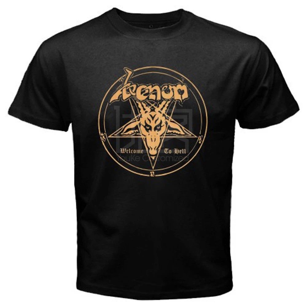 

New VENOM Metal Band Welcome To Hell Album Logo Men's Black T-Shirt Size S-3XL Sleeve Men T shirt Fashion