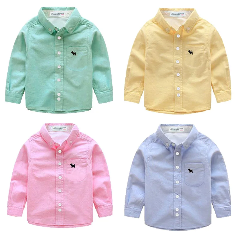 

Camisa de manga larga de algodón para niño 2018 Otoño e Invierno primavera y otoño ropa coreana para niños camisa blanca de Color sólido para bebé