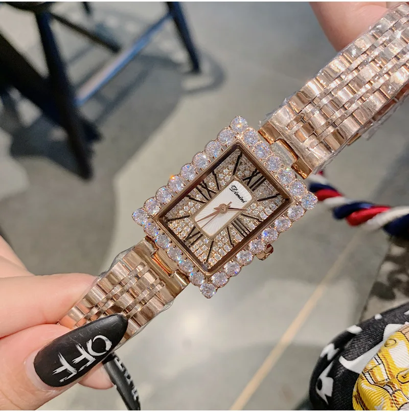 Горячая распродажа Женские часы люксовый бренд INS ремешок из нержавеющей стали наручные часы со стразами наручные часы с бриллиантами часы для студента часов