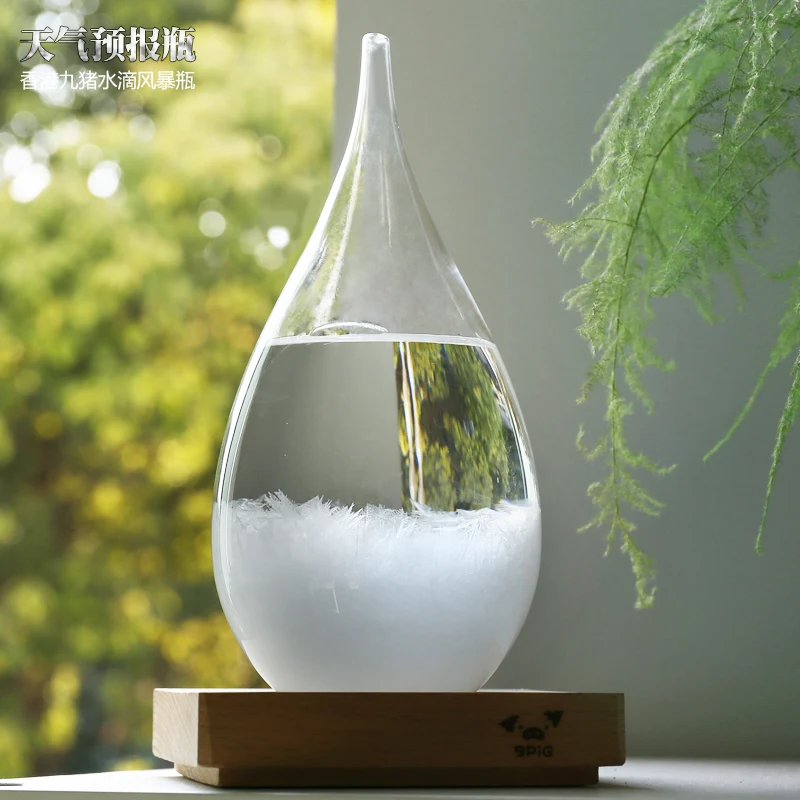 

1pcs 65x115mm Transparent Droplet Storm Glass Water Drop Weather Storm Forecast Predictor Monitor Bottle Barometer Home Decor