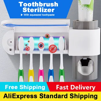 

UV Light Ultraviolet Toothbrush Sterilizer Automatic Toothpaste Dispenser Squeezer Disinfection Toothbrush Holder Cleaner
