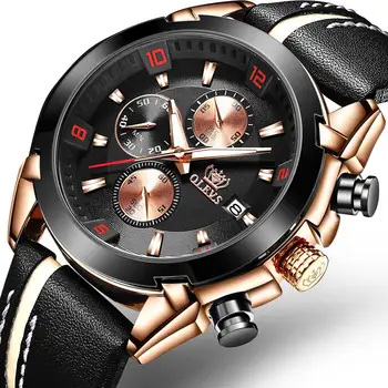 

Chronograph Mens Watches Analog Quarts Leather Male Clock Waterproof Man Sport Wristwatch Luxury Brand Date Relogio Masculino