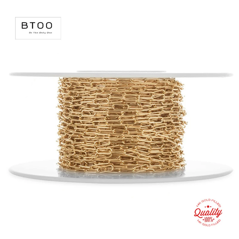 Real 14K Gold Filled Flat Paperclip Chain 2.5MM Chain Necklace Gold jewelry Minimalist Gold Filled Chain DIY Jewelry