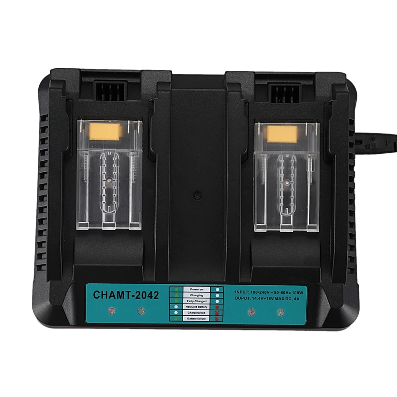4A двойной Порты Li-Ion Батарея Зарядное устройство для Makita 14,4 V 18V BL1830 BL1840 BL1845 BL1850 BL1860 BL1850B BL1860B BL1430 CHAMT-2042 P