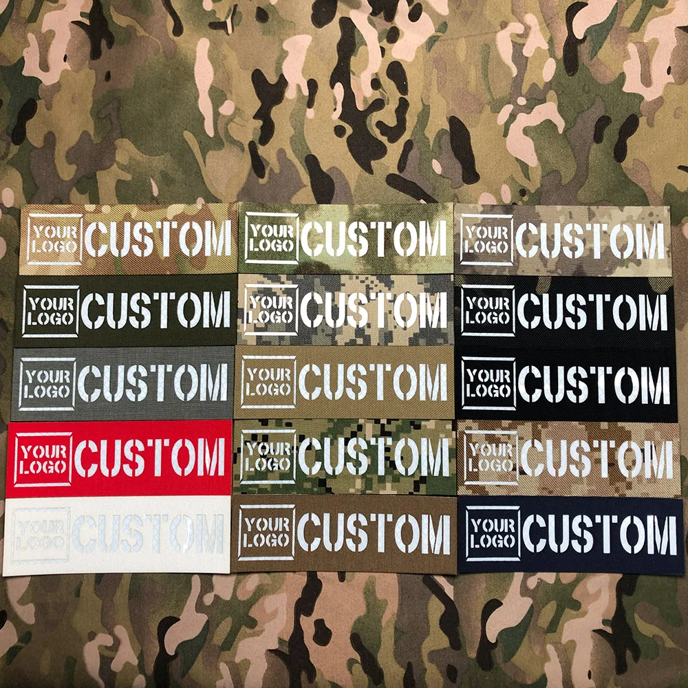 White Camouflage custom military name patches