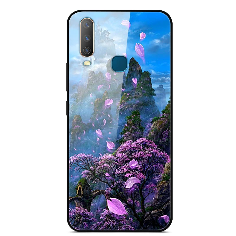 ДЛЯ Vivo Y11 чехол 6,35 ''закаленное стекло Роскошная жесткая задняя крышка для Vivo U3X чехол для телефона мягкий бампер для VIVO U10 Y 11
