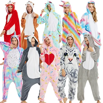 

Adults Pajamas Women Flannel Sleepwear Homewear Kigurumi Unicorn Stitch Panda Pikachu Cartoon Animal Pajama Sets Pijamas Pyjamas