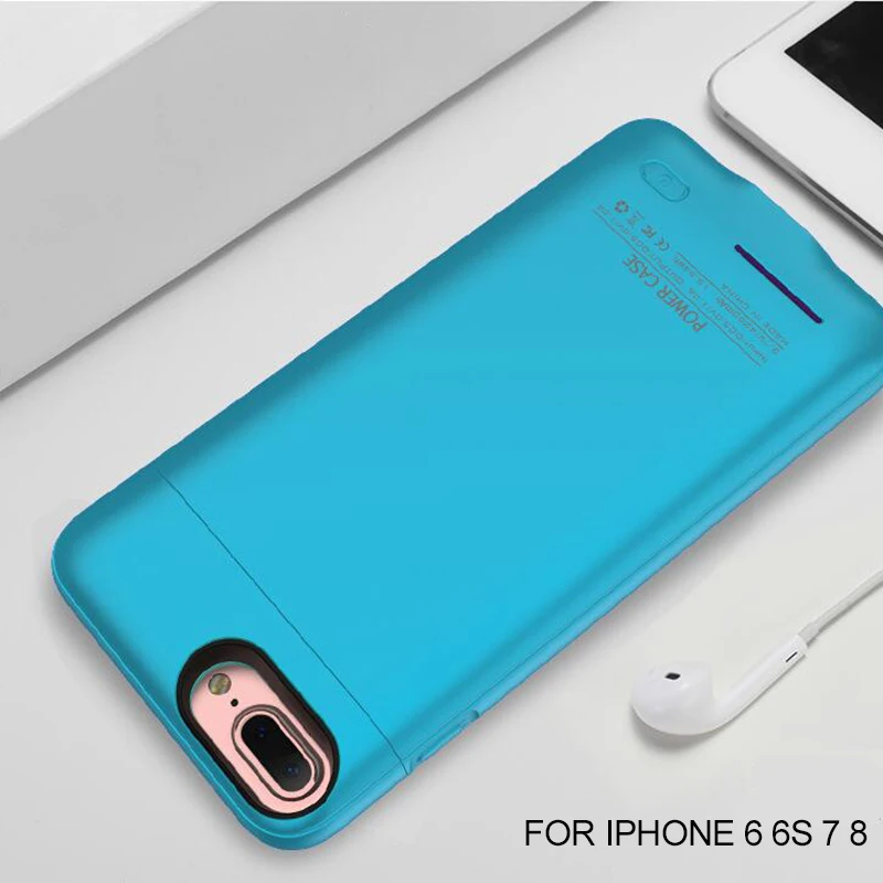 Чехол для зарядного устройства для iPhone 6, 6s, 7, 8 Plus, переносной внешний аккумулятор, чехол для iPhone X, XS, XR, XS, MAX, чехол для зарядки аккумулятора - Цвет: Blue for 6 6s 7 8