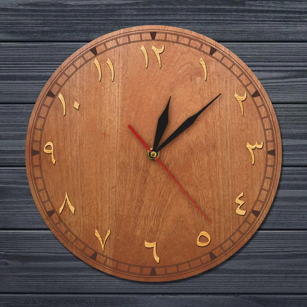 Numerais árabes relógio de parede de madeira