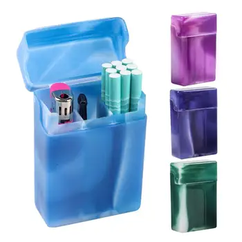 

Cigarette Case With Compartments Portable Plastic Cigarette Box Cigarette Storage Box Multi-function Lighter Box Random Color