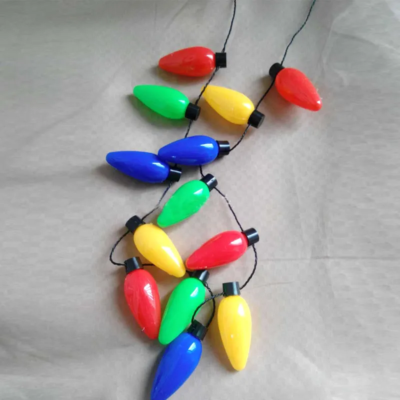 

Festival Necklace LED Light Up Plastic Flashlight Luminous Christmas Party Bulb Necklaces For Adults Kids DTT88