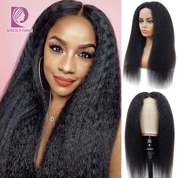 

Racily Hair Brazilian Kinky Straight Wig Afro Human Hair Closure Wigs For Black Women Ombre 4x4 Lace Closure Wig With Baby Hair