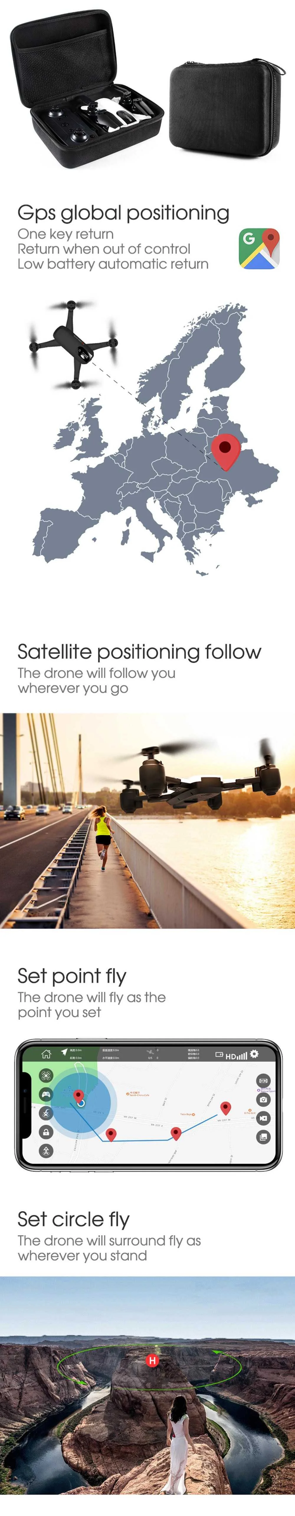 SHRC H1G 1080P 5G WiFi FPV gps позиционирование режим слежения за мной Складная Большая емкость аккумулятора RC Дрон Квадрокоптер RTF