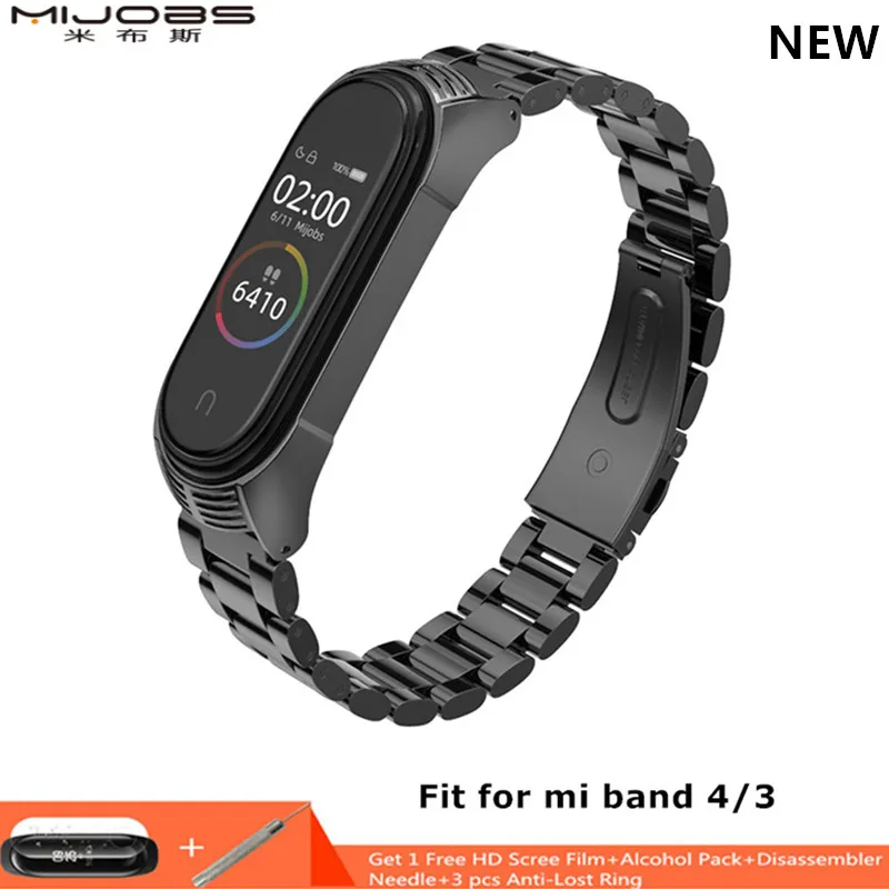 Mi jobs mi band 4 ремешок металлический браслет для Xiaomi mi 4 ремешок Безвинтовой браслет из нержавеющей стали mi Band 4 браслет на запястье умный Браслет