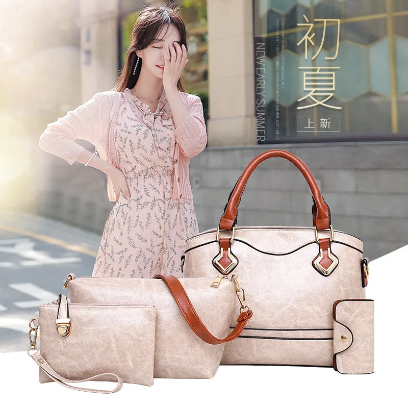 

Mai Rui New Style WOMEN'S Bag Contrast Color Different Size Bags Elegant Simple Three-piece Set Handbag Shoulder Oblique Bag