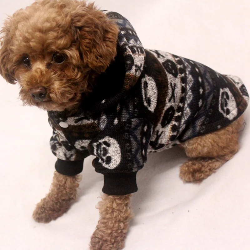 1pc Halloween Skull Pattern Pet Coat for Small Dog Puppy Sweater Winter Pet Puppy Dog Clothes Double Thick Warm Jacket Cloth