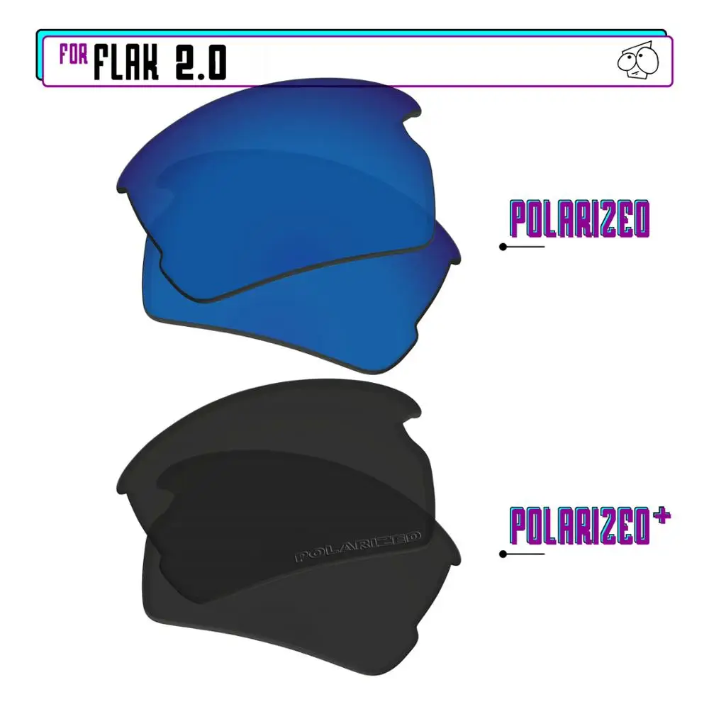 

EZReplace Polarized Replacement Lenses for - Oakley Flak 2.0 Sunglasses - BlackPPlus-SapphireP