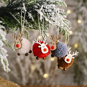 

Christmas Decoration Felt Wooden Elk Hanging Pendant Ornament Christmas Decor for Home Christmas Tree Decorations Navidad 2020