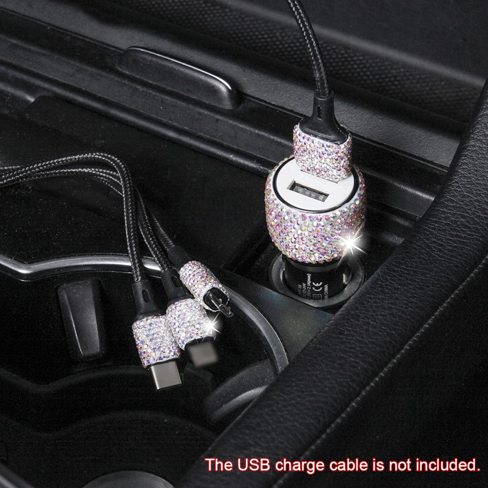 Мини USB Автомобильное зарядное устройство Bling Diamond двойной автомобильный usb-адаптер молоток безопасности ручной работы, со стразами кристалл Автомобильные украшения