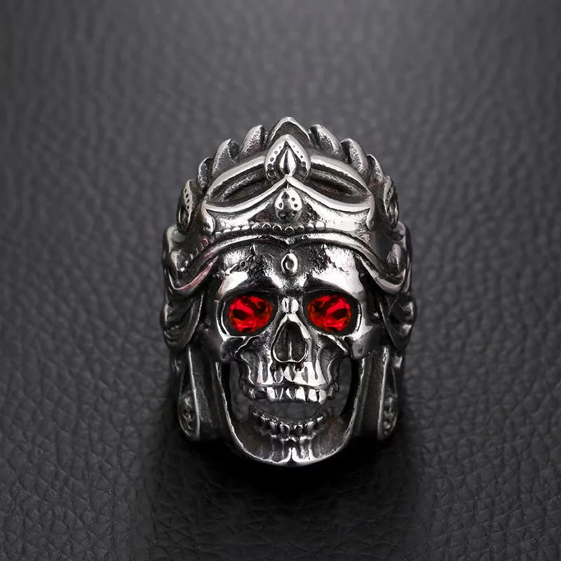 

Vintage Stainless Steel Indian Skull Rings for Motorcycle Party Steampunk Cool Hip Hop Biker Rings for Men Jewelry
