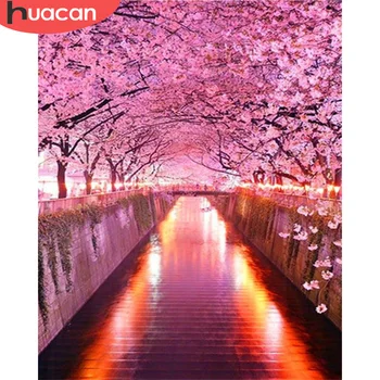

HUACAN DIY Pictures By Numbers Scenery Kits Drawing On Canvas Paint By Number Tree Hand Painted Painting Art Gift Home Decor