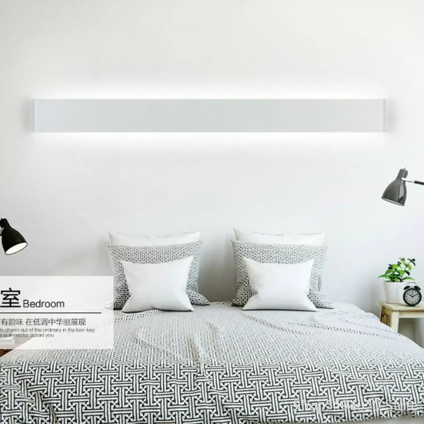 Длинная светодиодная настенная лампа простой черный/белый алюминиевый