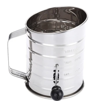 

Leakage Powder Baking Tool Squeeze Flour 4 Line Corn 3 Cup Sifter Home Use Kitchen Handheld Stainless Steel
