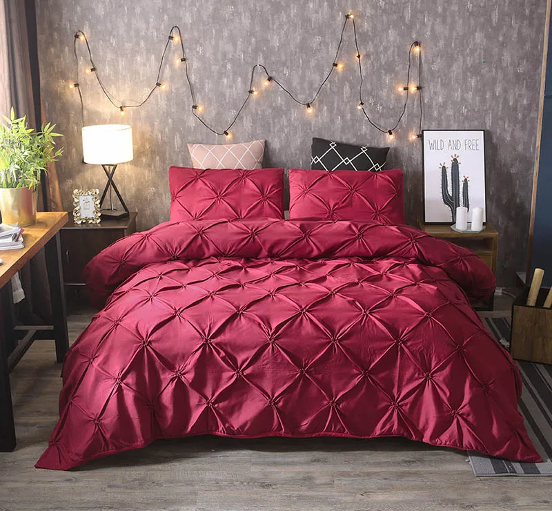 Простое однотонное постельное белье, набор черных пододеяльников, комплекты, белые, королевские размеры, золотые одеяла, Серые Одеяла, 3 шт. 260x230 - Цвет: red
