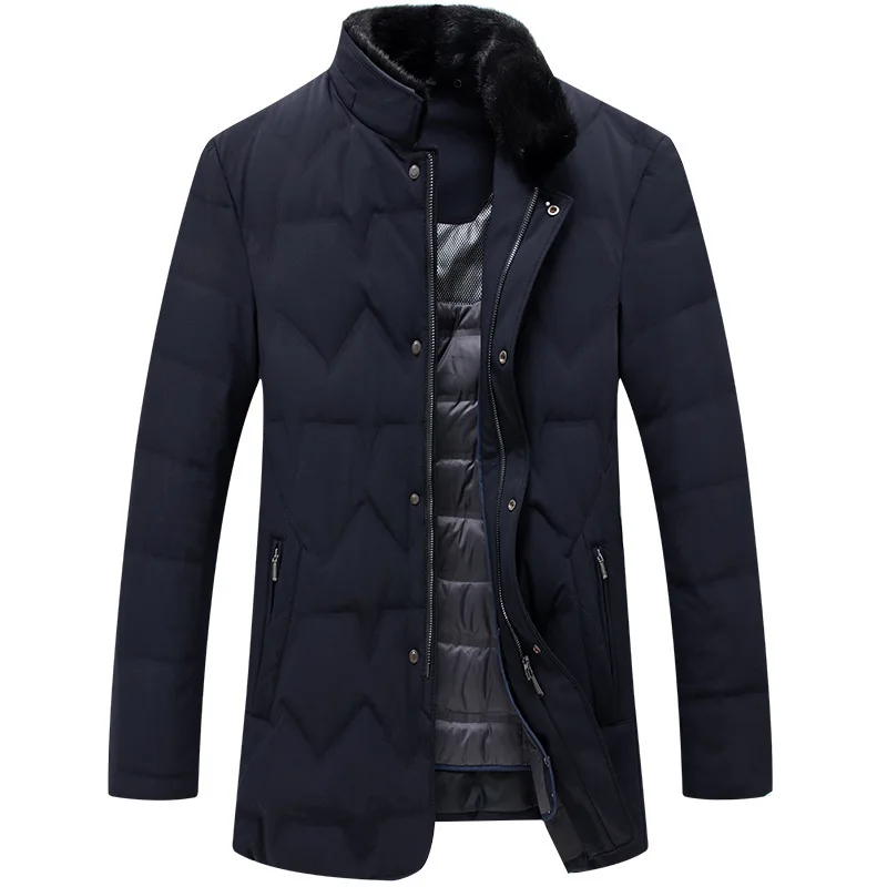

Middle Age Extra Large Fat Loose Male Down Jacket Plus Fat plus Size Can Detachment Liner Medium Length Money Thicken Coat