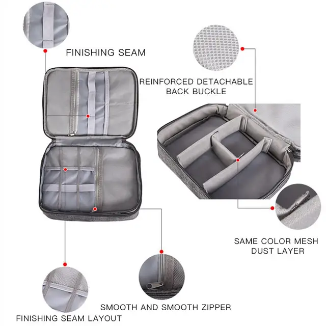3-layer Electronics Storage Bag Polyester Multi-functional Organizer Data Cable Storage Case Bag 28×21×9 cm 2