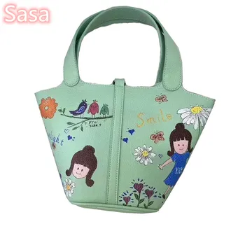 

Sasa 2020 Woman Trendy black Single Strap Handbags Japanese Graffiti Bask Shoulder Bag Female Handbag Retro bags totes