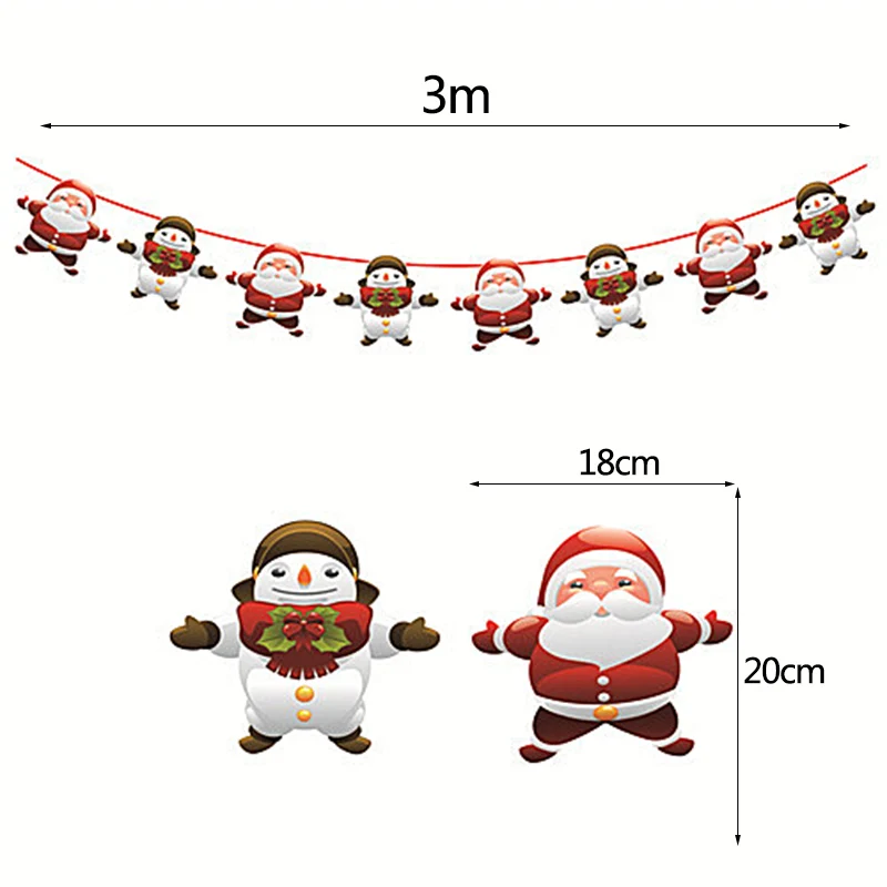 3 м Рождественское украшение Баннер Санта Клаус Снеговик Олень Рождественское дерево носок звезда настенный Бумажная гирлянда для нового года Рождество украшения - Цвет: G06 santa snowman