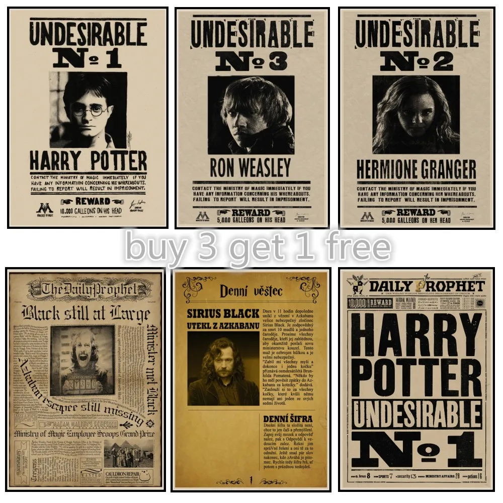 Harry-Wanted-Order-Undesirable-No-1-Vintage-Kraft-Poster-Posters-Daily-prophet-posters-Sirius-Black-poster