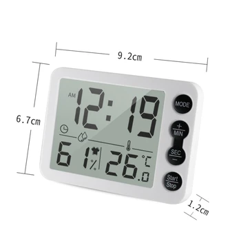 

Multifunctional Indoor Temperature and Humidity Meter Clock Large Screen Alarm Clock Kitchen Electronic Countdown Timer