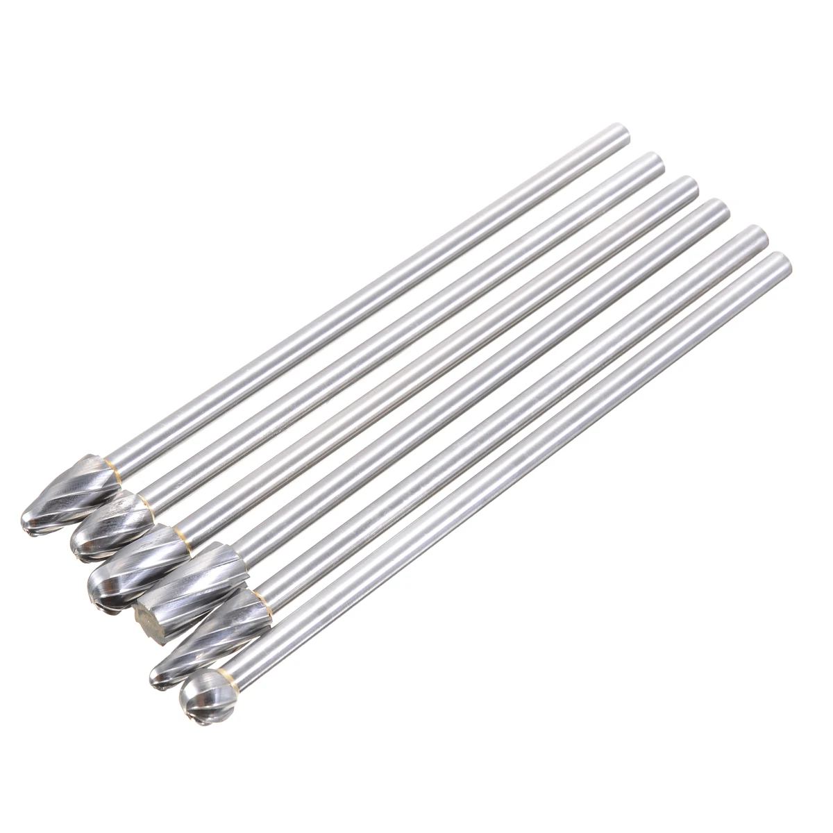 6Pcs Carbide Rotary Burrs 6mm 1/4" Shank Rotary Aluminum Cut Burr Tungsten Steel Woodworking Milling CNC Tool