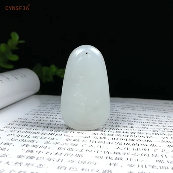 

CYNSFJA Real Rare Certified Hetian White Jade Men's Lucky Amulet Dragon Jade Pendant Hand Carved Artwork High Quality Best Gifts