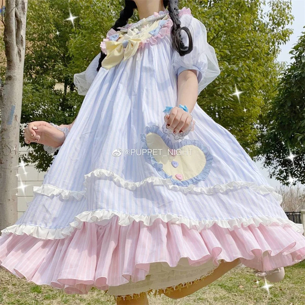 Ϳ ҳ   ư Bowknot ڽ θŸ 巹     Į Kawaii Woman Ruffle Lolita Op