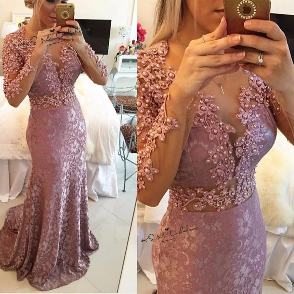 Vestidos de Noche с длинным рукавом вечернее платье Новое поступление Вечерние платья для выпускного вечера розовое детское платье силуэта «русалка» платье для выпускного вечера ballkleider