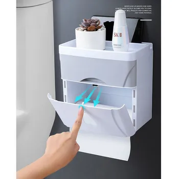 

4Color Waterproof Bathroom Toilet Paper Holder Kitchen Wall Mounted Storage Organiser Tissue Box Roll Holder TissueBox Dispenser