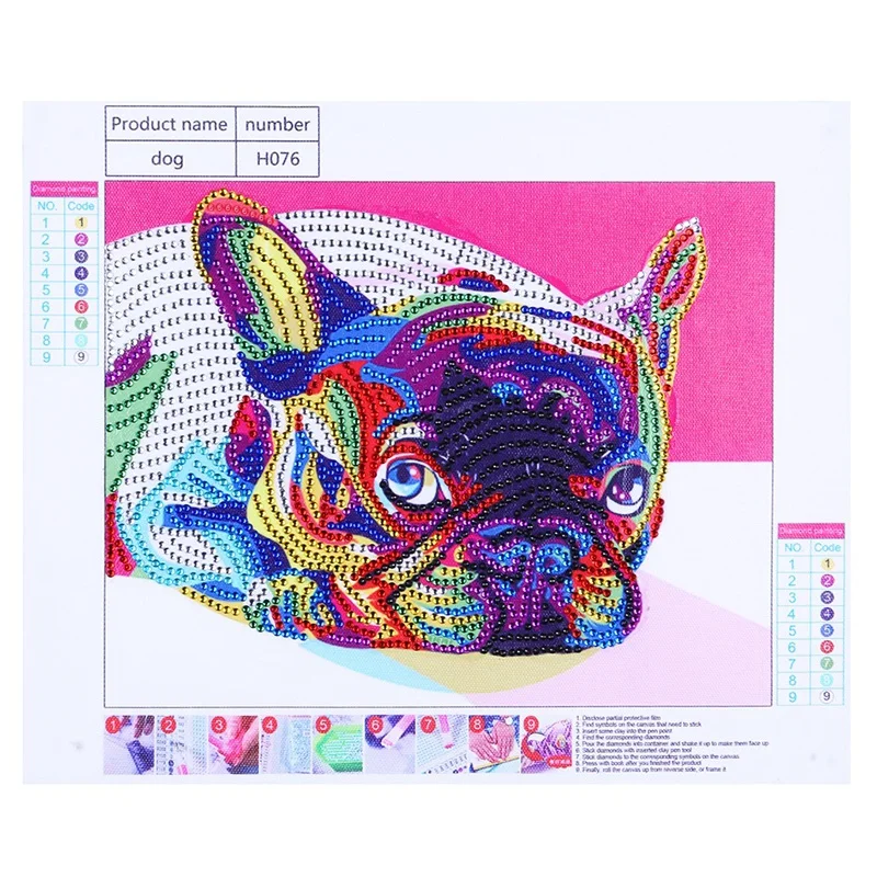 HOT 5D Diy Diamond Embroidery Dog Pattern Cross Stitch Painting Needlework Special Shape Drill Home Decor Gi | Дом и сад