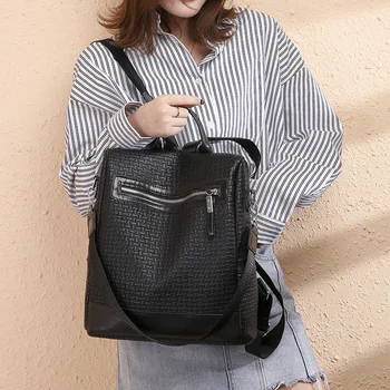 

2020 New Style Women's Backpack Pu Simple Large Capacity Student Bag