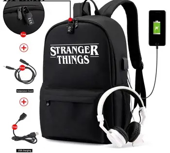 

Luminous Bag Multifunction USB Charging Stranger Things Travel Canvas Student Backpack For Teenagers Boys Girls School Bag