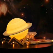 Лампа Сатурна с держателем 3D печать usb зарядка как луна лампа с регулируемой яркостью пульт дистанционного управления Ночной светильник на день рождения Рождественский подарок