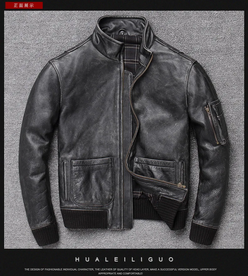 Leisure State Leading Layer Cowhide Do Old Man Lear GarMant Contracted Sale Lear Bomber Jackets Coat