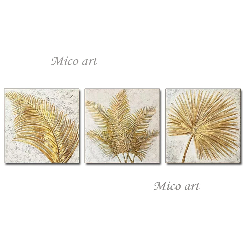 Unframed Abstract Gold Design Textured Leaves Pictures Canvas Wall Art Hand Painted Artwork Paintings For Living Room Wall Decor Unframed Abstract Gold Design Textured Leaves Pictures Canvas Wall Art Hand Painted Artwork Paintings For Living Room Wall Decor