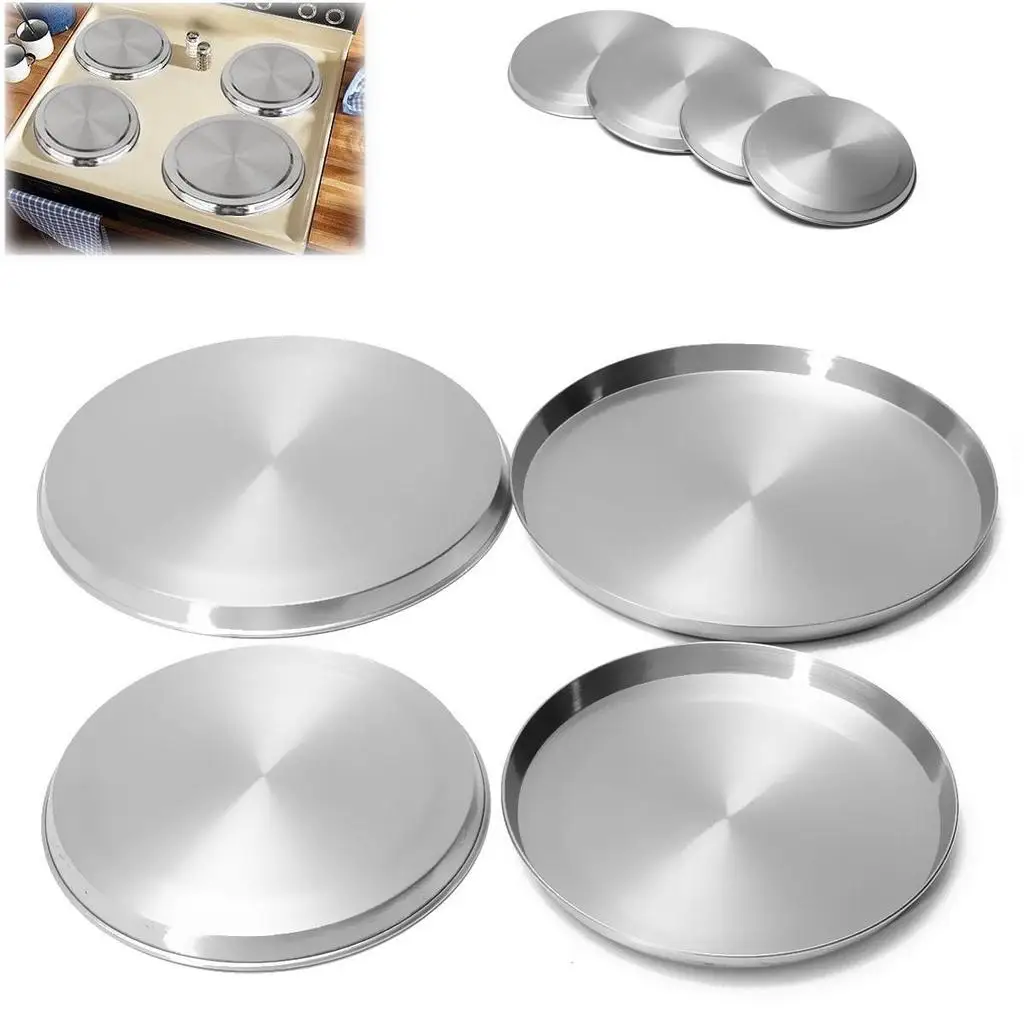 

4Pcs/Set Stainless Steel Stove Top Cover Reusable Kitchen Burner Round Cooker Protection Cookware Cover Lid Cooking Tool