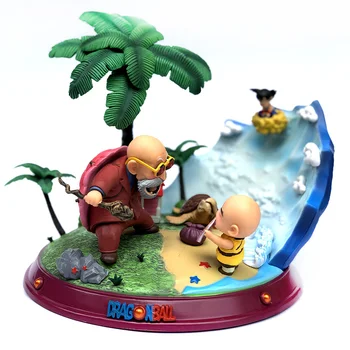 

22cm Anime Dragon ball Figures Son Goku Krillin Master Roshi Turtle Fairy House GK Scene PVC action figure collectible model toy