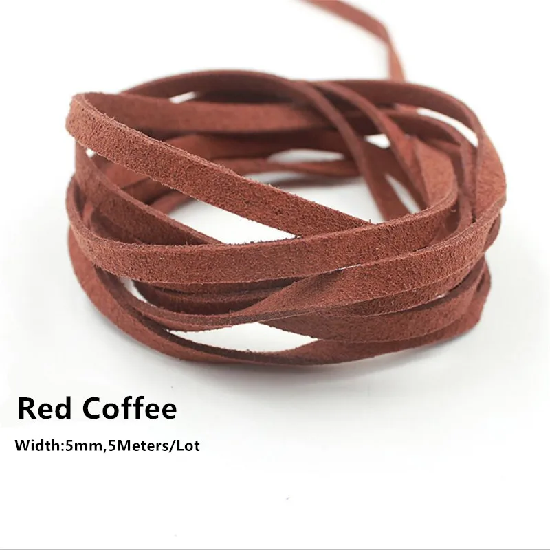 Multi-Color Flat Faux Suede Cord for DIY Jewelry Making - 5mm x 5m Roll