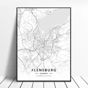 

Flensburg Wilhelmshaven Dortmund Mannheim Wiesbaden Germany Canvas Art Map Poster